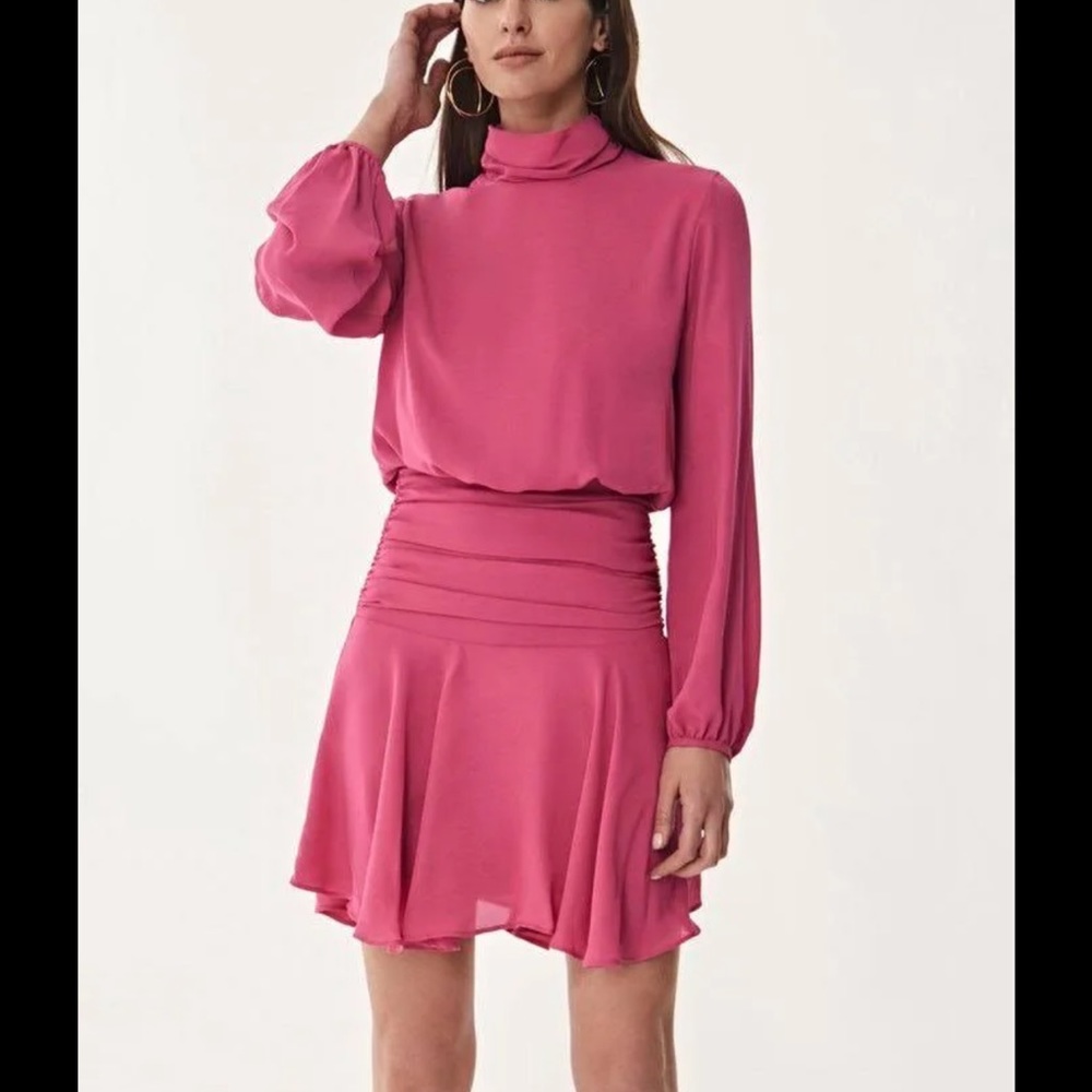🩷🩷🩷 beautiful KRISA Shirred Turtleneck Mini Dress in Mojave. Brand New!!